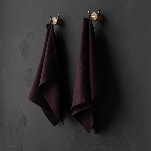 Linenme Set Of 2 Aubergine Linen Tea Towels Lara