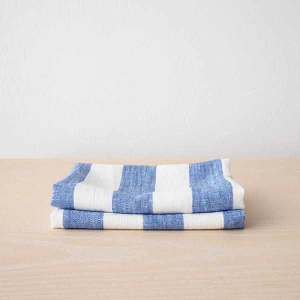 Linenme Set Of 2 Blue Linen Tea Towels Philippe