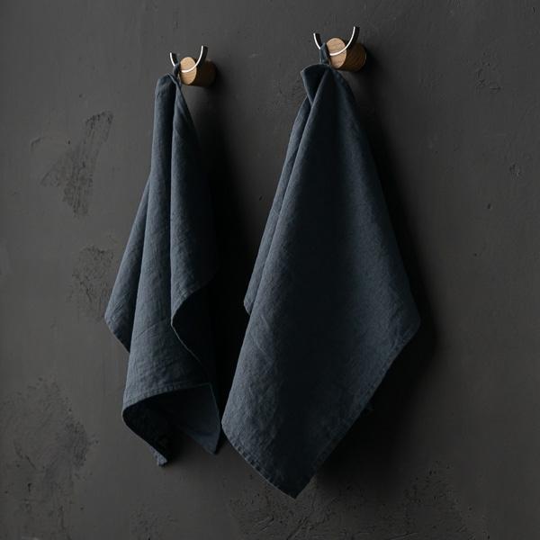 Linenme Set Of 2 Blue Linen Tea Towels Terra