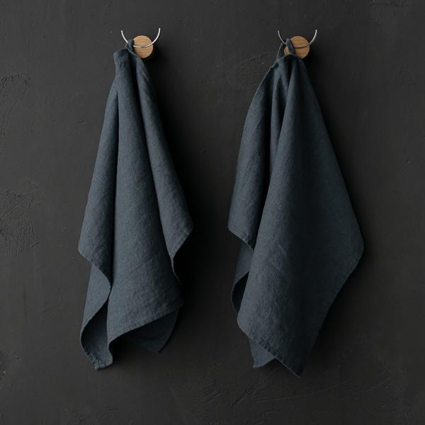 linenme Set of 2 Blue Linen Tea Towels Terra