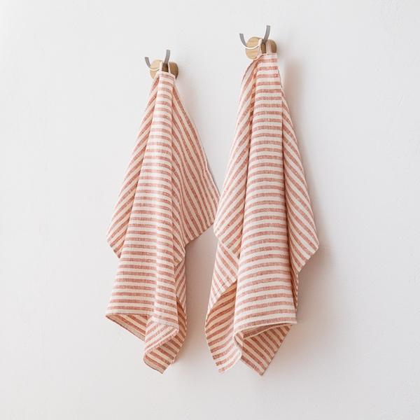 Linenme Set Of 2 Brick Linen Tea Towels Brittany