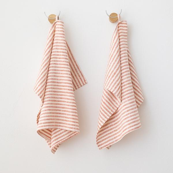 linenme Set of 2 Brick Linen Tea Towels Brittany