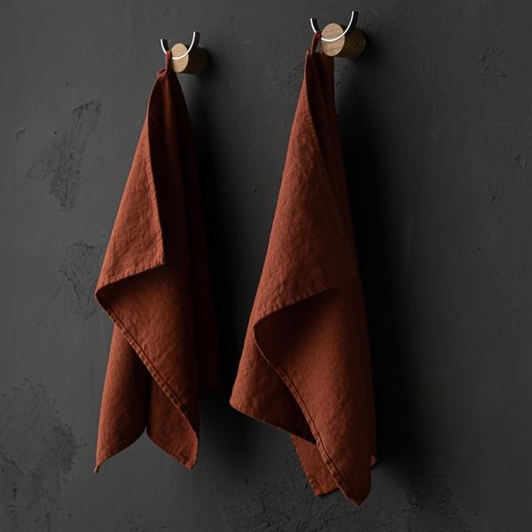 Linenme Set Of 2 Brick Linen Tea Towels Terra