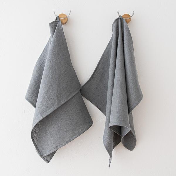 Linenme Set Of 2 Cool Grey Linen Tea Towels Terra