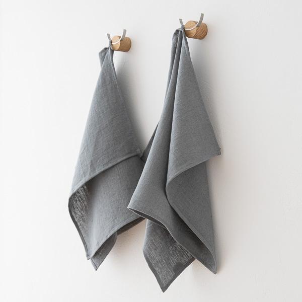 Linenme Set Of 2 Cool Grey Linen Tea Towels Terra
