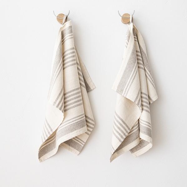 linenme Set of 2 Cream Linen Tea Towels Linum
