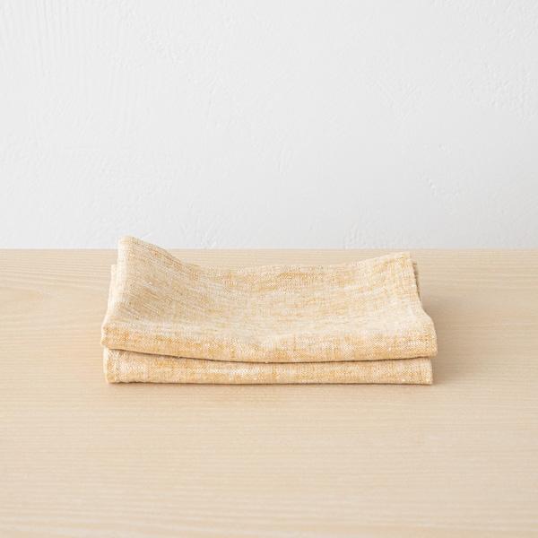 Linenme Set Of 2 Gold Linen Hand Towels Francesca