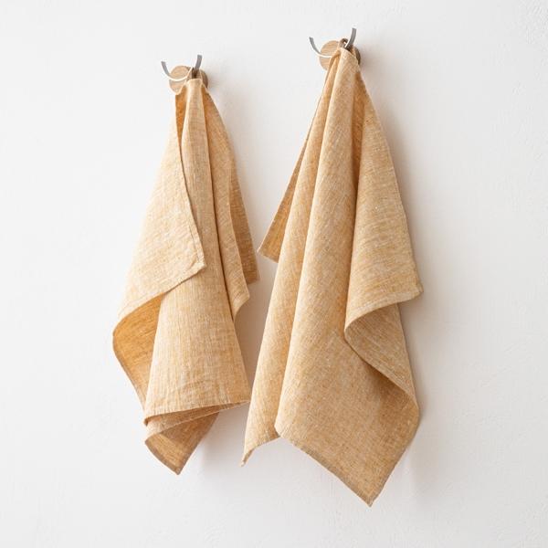 Linenme Set Of 2 Gold Linen Tea Towels Francesca