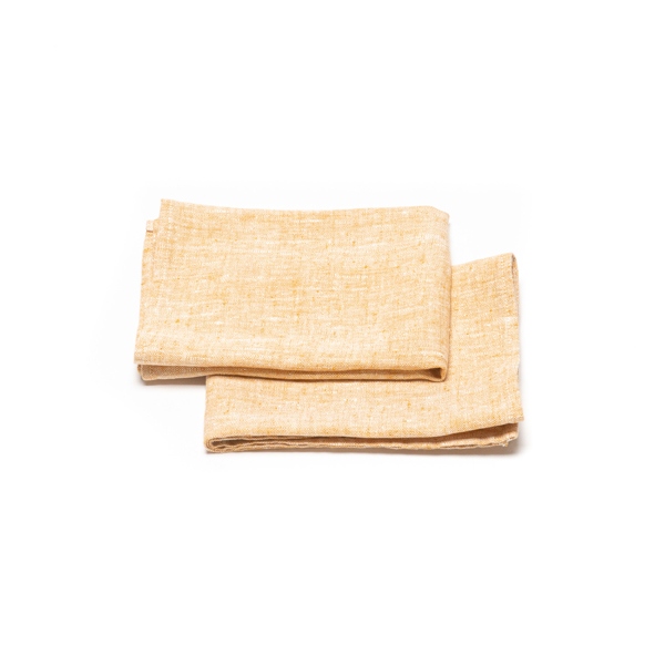 Linenme Set Of 2 Gold Linen Tea Towels Francesca