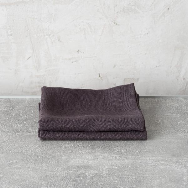 Linenme Set Of 2 Grey Linen Hand Towels Lara
