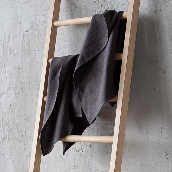 Linenme Set Of 2 Grey Linen Hand Towels Lara