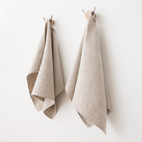 Linenme Set Of 2 Hand Towels Beige Linen Twill