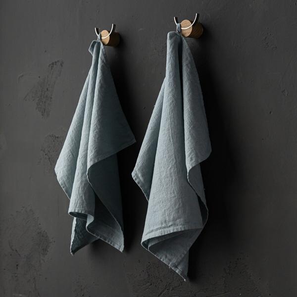 Linenme Set Of 2 Ice Blue Linen Tea Towels Terra