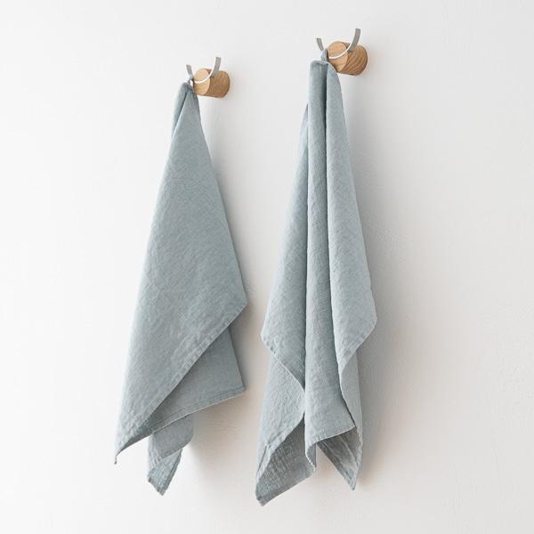 Linenme Set Of 2 Ice Blue Linen Tea Towels Terra