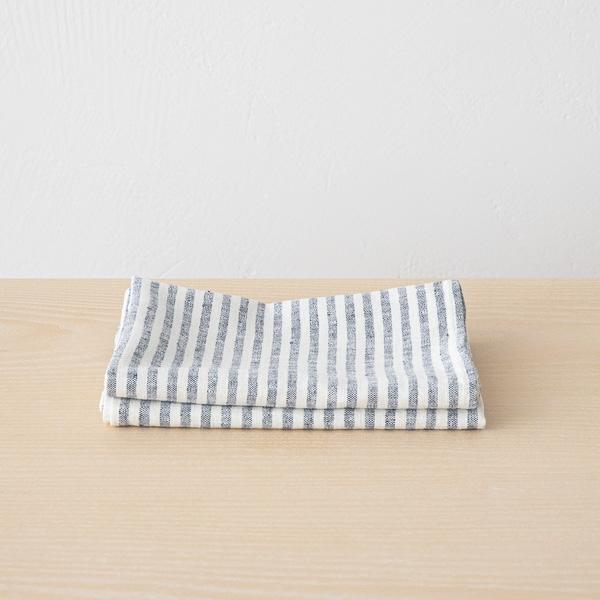 Linenme Set Of 2 Indigo Linen Hand Towels Brittany