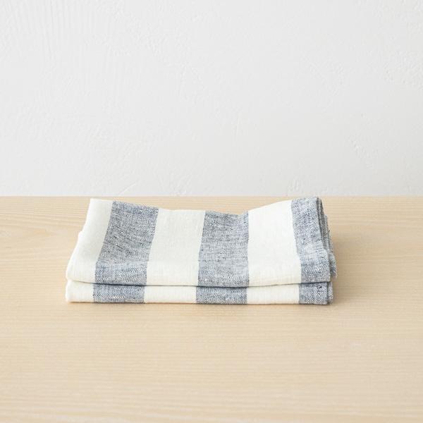 Linenme Set Of 2 Indigo Linen Hand Towels Philippe