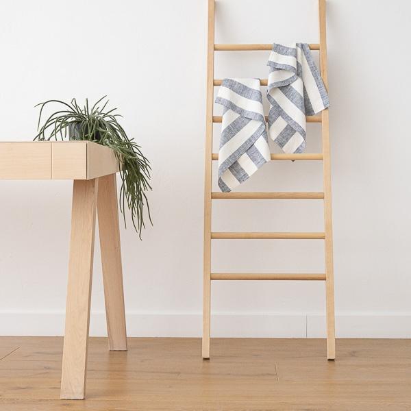 Linenme Set Of 2 Indigo Linen Hand Towels Philippe