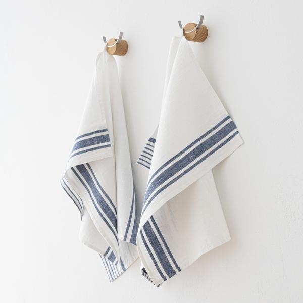 Linenme Set Of 2 Indigo Linen Hand Towels Tuscany