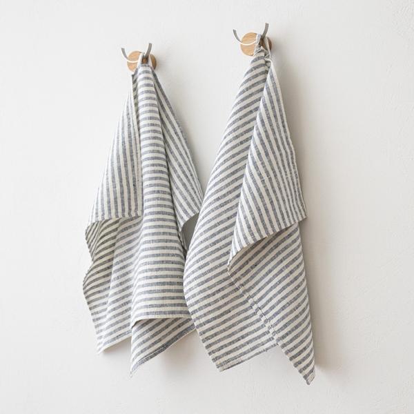 Linenme Set Of 2 Indigo Linen Tea Towels Brittany
