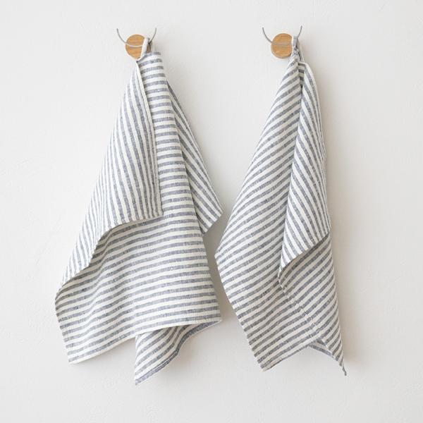 linenme Set of 2 Indigo Linen Tea Towels Brittany