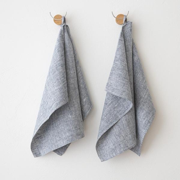 linenme Set of 2 Indigo Linen Tea Towels Francesca