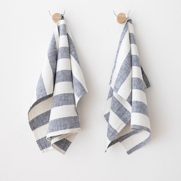 linenme Set of 2 Indigo Linen Tea Towels Philippe