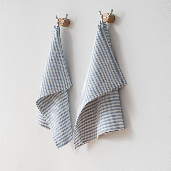Linenme Set Of 2 Linen Hand Towels Blue Brittany