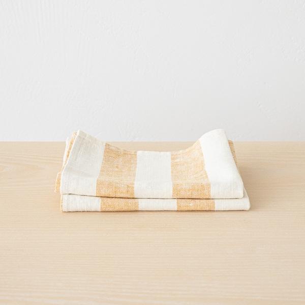 Linenme Set Of 2 Linen Hand Towels Gold Philippe