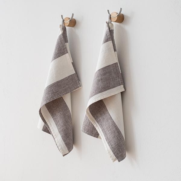 Linenme Set Of 2 Linen Hand Towels Graphite Napa