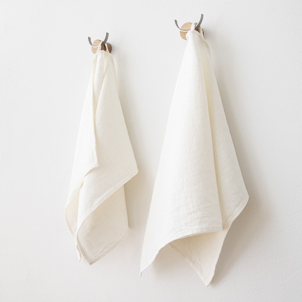 Linenme Set Of 2 Linen Hand Towels Off White Twill