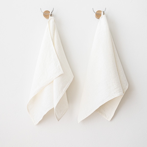 linenme Set of 2 Linen Hand Towels Off White Twill
