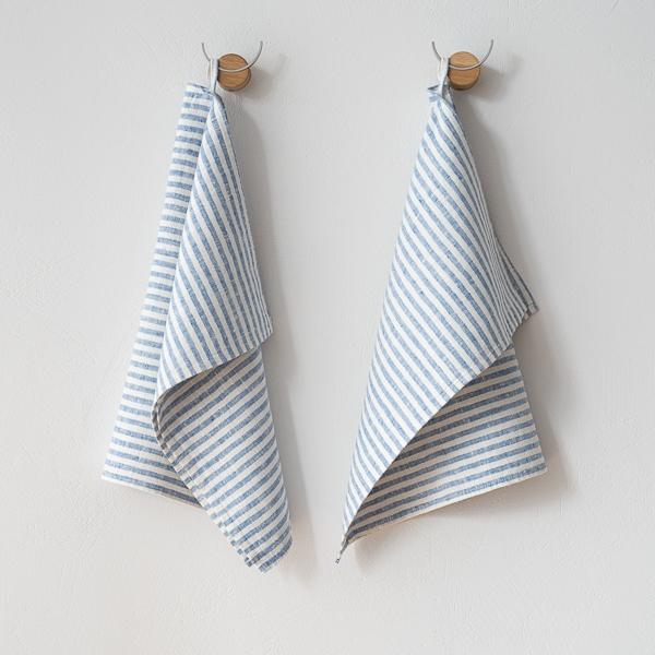 linenme Set of 2 Linen Tea Towels Blue Brittany