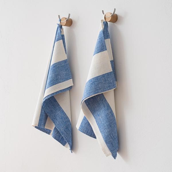Linenme Set Of 2 Linen Tea Towels Blue Napa