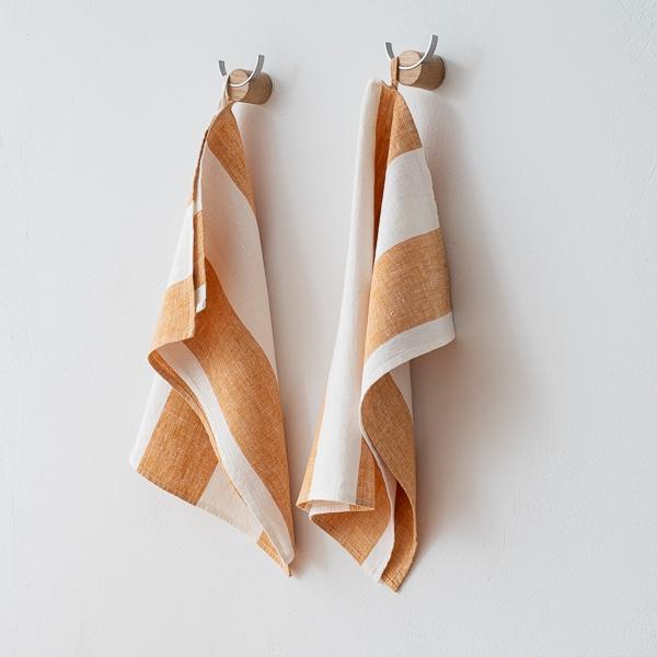 Linenme Set Of 2 Linen Tea Towels Gold Napa