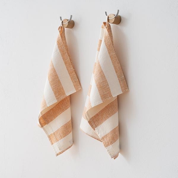 Linenme Set Of 2 Linen Tea Towels Gold Philippe