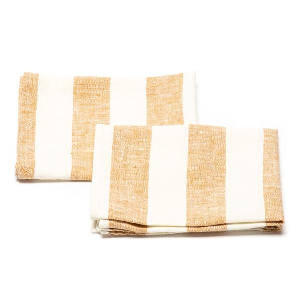 Linenme Set Of 2 Linen Tea Towels Gold Philippe