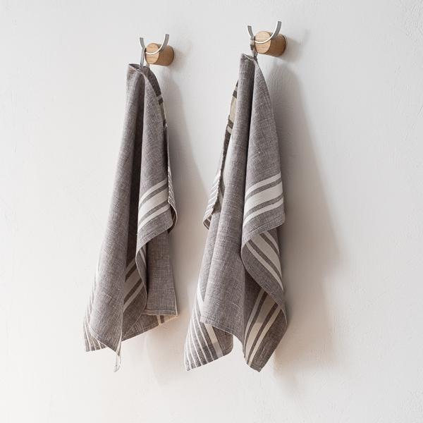 Linenme Set Of 2 Linen Tea Towels Graphite Turino