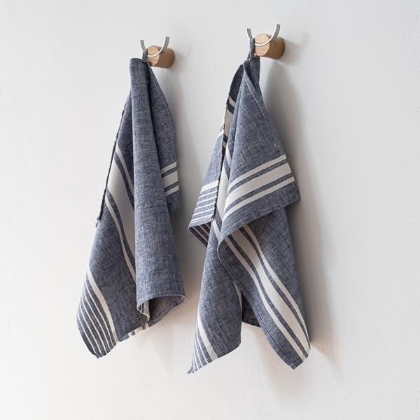 Linenme Set Of 2 Linen Tea Towels Indigo Turino