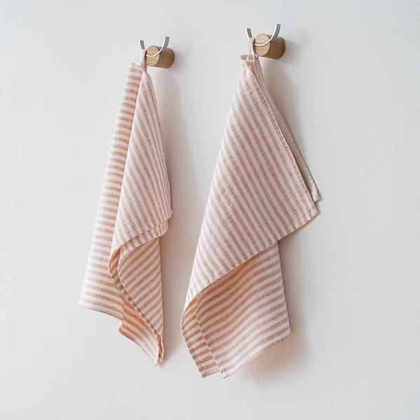 Linenme Set Of 2 Linen Tea Towels Rosa Brittany