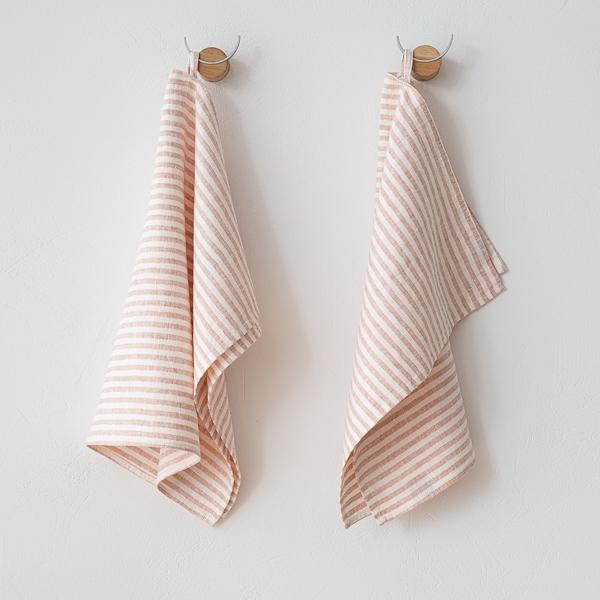 linenme Set of 2 Linen Tea Towels Rosa Brittany