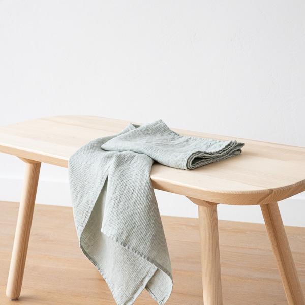 Linenme Set Of 2 Linen Waffle Hand Towels Sea Foam