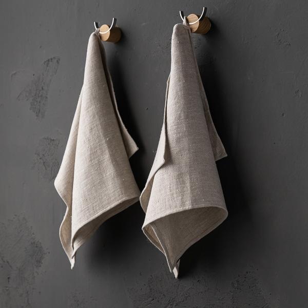 Linenme Set Of 2 Natural Linen Tea Towels Chevron