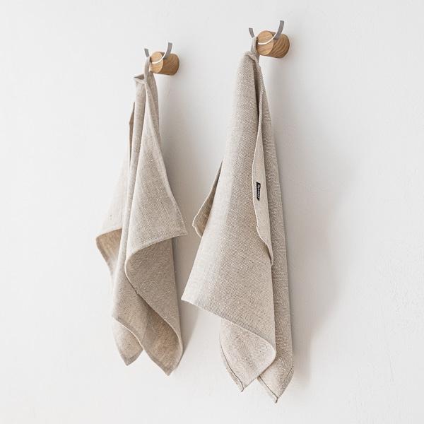 Linenme Set Of 2 Natural Linen Tea Towels Chevron