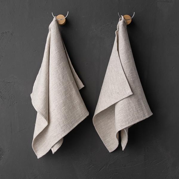 linenme Set of 2 Natural Linen Tea Towels Chevron
