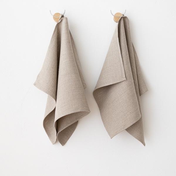 linenme Set of 2 Natural Linen Tea Towels Lara