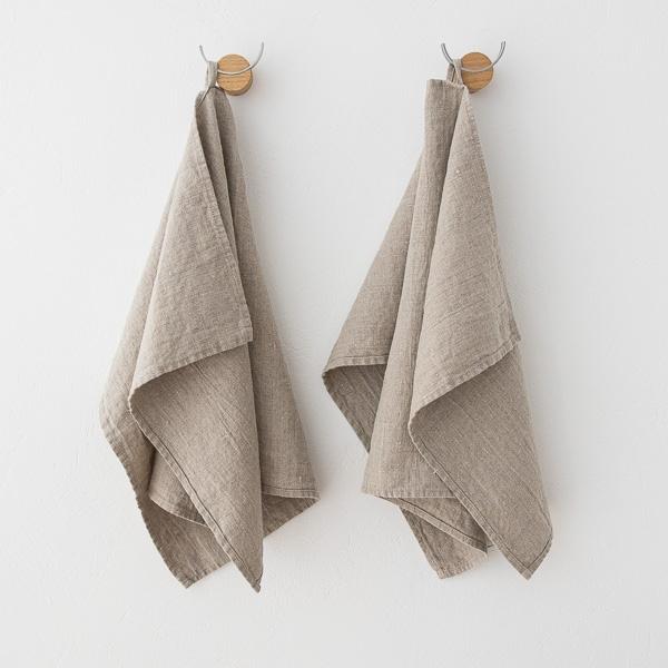 Linenme Set Of 2 Natural Linen Tea Towels Terra