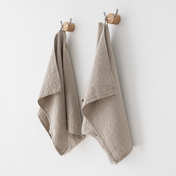 Linenme Set Of 2 Natural Linen Tea Towels Terra