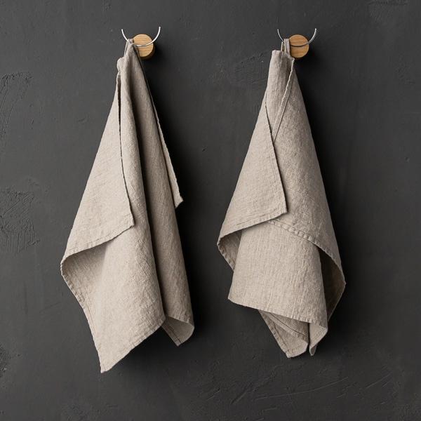 linenme Set of 2 Natural Linen Tea Towels Terra