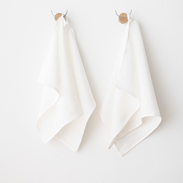 Linenme Set Of 2 Off White Linen Tea Towels Lara