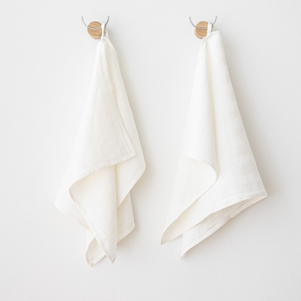 linenme Set of 2 Off White Linen Tea Towels Lara